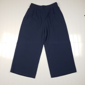 J. Crew navy wide leg cropped trouser pants